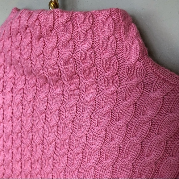 Vintage Pink Cable Knit Silk & Cashmere Turtleneck Sweater L - Picture 3 of 7